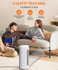Indoor Space Heater 1500W That Cranks Out Heat Fast With PTC Ceramic Heating in living room setting with safety features.