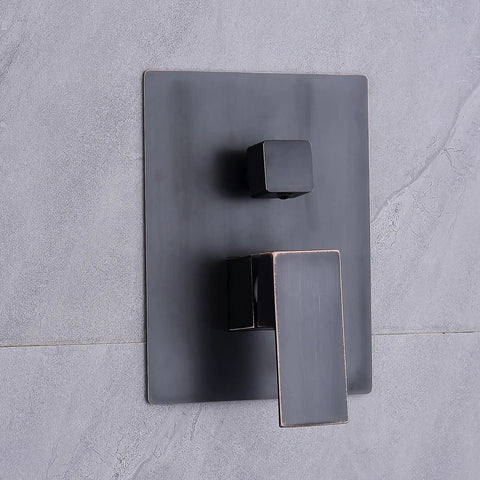Wall Mounted Shower System With 12 Inch Rainfall Head And Handheld Combo, Rough-In Valve Body And Trim Kit Included, oil rubbed bronze