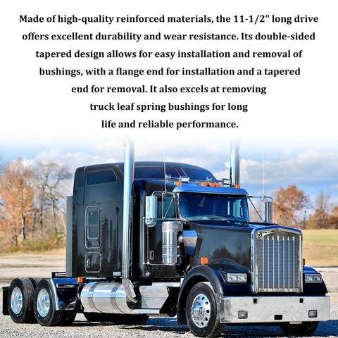 Heavy Duty Truck Anchor Pin Bushing Kit For Easy Pneumatic Driver Install And Removal Get It Done Fast On One And Three Eighths Inch Bushings And Stuck Pins In Trucks And Trailers Without Dismantling, black truck in open field, durable build.