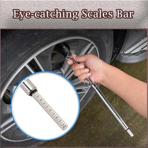 Dual Head Truck Tire Pressure Gauge With Plastic Scale Plate, Zinc Alloy Heads, Push Pull Chucks For Outer And Inner Wheels, 30 Degree Reverse Head For Tight Valves, Hanging Ring For Easy Storage, Precise Pressure Readouts, used on car wheel