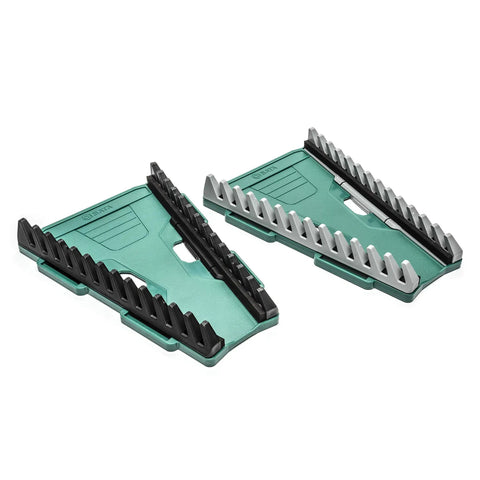 13 Slot Reversible Wrench Rack Set Two Pack Holds SAE And Metric Wrenches Up To 1 Inch 25mm Space Saving Adjustable Design