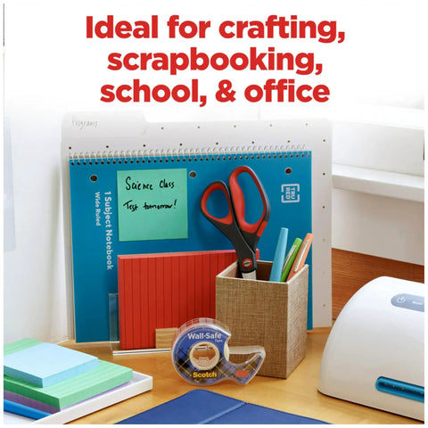 All Purpose Precision Scissors For Everyday Crafting And Office Tasks on a desk with notebook and pen holder