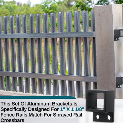 20 Pcs Black Aluminum Fence Brackets 1 Inch And 1 Eighth Inch Wall Mount Flat Brackets For Rails Residential Fencing Railing Mounting Kit Weather Resistant Durable Outdoor Use