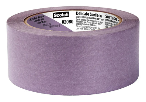 Delicate Surface Painter's Tape For Damage Free Painting Prep No Mess Easy Edges, 1.88 Inch By 60 Yard, UV Resistant With Solvent Free Adhesive, Indoor Masking Tape For Delicate Surfaces Glass To Painted Wood, 1 Roll