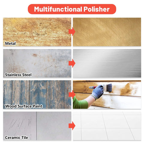 Powerful 1400W Handheld Polisher And Sander For Metal Wood Stainless Steel And Paint With Eight Variable Speeds polishing surfaces
