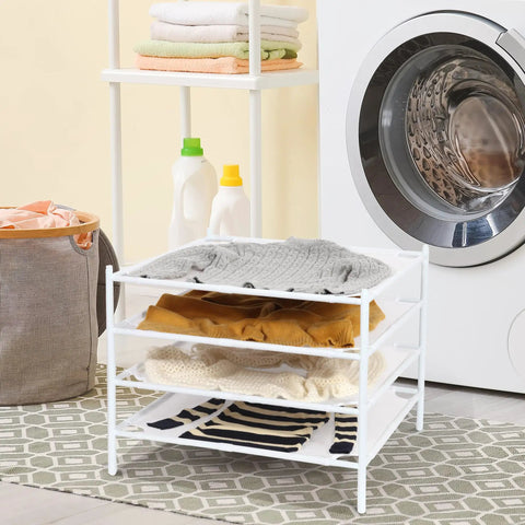 Mesh Drying Rack For Sweaters And Delicates, Stackable Lay Flat Clothes Dryer, No Fuss Portable Indoor Outdoor Dry Rack, 4 Pack White