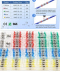 Solder-seal wire connector kit, 350 pcs, heat-shrink butt terminals, color-coded for marine wiring in a clear case