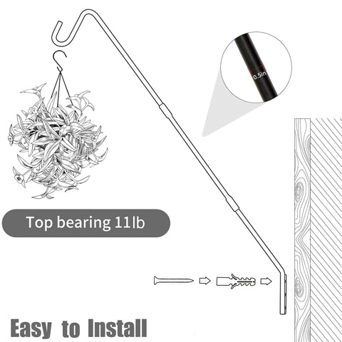 Two Pack Heavy Duty Deck Hooks With Adjustable 25 Or 36 Inch Extended Reach, Wall Mounted Outdoor Brackets For Hanging Bird Feeders, Plants, Suet Baskets, Lanterns, Wind Chimes And Other Garden Decor