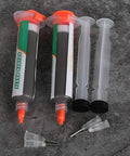 Two 50g solder paste syringes Sn42 Bi58 tin bismuth soldering flux for SMD PCB electronics repair colorless with low smoke