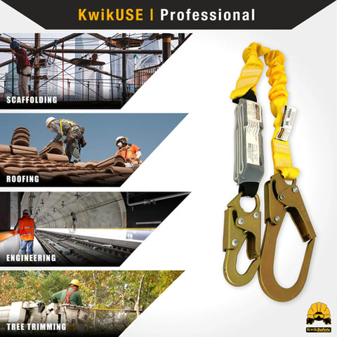 Top Tier 6Ft Single Leg Safety Lanyard Featuring An External Shock Absorber Pack For Roof Work And Fall Arrest Gear. Heavy duty design.