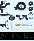 Components for Clawfoot Tub Faucet Matte Black With Handheld Shower, Wall Mount Tub Filler, Two Handle Waterfall Style Spout