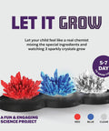 Glow In The Dark Crystal Growing Kit For Kids Ages Eight To Twelve With LED Light Up Display, red, blue, clear crystals
