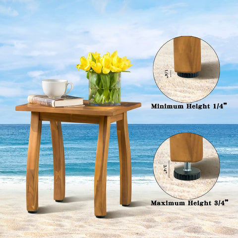 Table with One Quarter Inch Threaded Furniture Feet Levelers Set Of 12 Adjustable Black Nylon Glide Feet, showing leveling height adjustments.