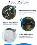 Mens Swim Trunks With 9 Inch Inseam And Mesh Lining Quick Dry Stretch Board Shorts With Zip Pockets Camouflage Pattern details