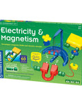 Electricity And Magnetism Science Kit For Kids Ages 8 And Up With 62 Safe Experiments Hands On Totally Cool Electrical And Magnetic Fun Build Electric Circuits With Easy Snap Together Blocks Includes A 64 Page Full Color Guide, product box with colorful components.