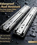120 Lb Heavy Duty 22 Inch Side Mount Drawer Slides Full Extension Soft Close Glides with waterproof finish and rust resistance.