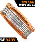 Tamper Proof Star Wrench Set With Hole In The Middle Folding Security Torx Kit, 10-Piece in orange with compact design