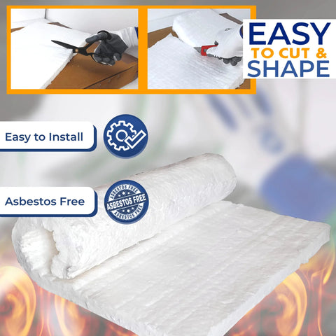 SIMOND STORE ceramic fiber insulation blanket, white, 1 in thick x 24 in x 12 in, asbestos-free.
