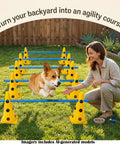 Dog Agility Training Kit With 12 Cone Hurdles And Adjustable Jump Bars For Backyard And Park Play, Corgi jumping hurdle