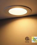 Eight Pack 6 Inch LED Recessed Retrofit Downlight Kit With 5CCT Color Temps installed on ceiling, illuminated, ETL and JA8 certified