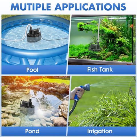 Automatic Pool Cover Pump With Water Sensor For Above Ground Pools, No Fuss Sump Pump For Pool Draining, Water Removal Kit, multi-use applications