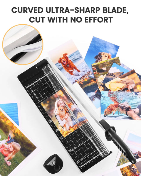 Heavy Duty Paper Trimmer 12 Inch With Steel Blade And Alignment Grid For Smooth Cardstock Slicing Zero Hassle Build Handles Bulk Jobs Like A Dream Perfect For Crafting Or Office Delivering Sharp Guillotine Cuts Quick