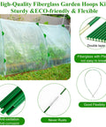 60 Pcs Greenhouse Hoops For Raised Beds Netting Kit, fiberglass hoops, eco-friendly grow tunnel setup, protects plants.