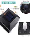 Two Pack Solar Flame Post Lights With 72 LED Flickering Flame Outdoor Cap Lights for Halloween and Christmas, solar panel close-up
