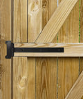 Black 12 Inch Heavy Duty Rectangular Strap Gate Hinge For Doors And Fences Two Gate Hinge With Easy Post Mount Smooth Opening And Closing Fits Inward Or Outward Left Or Right Swing Durable Weatherproof Steel installed on a wood fence gate