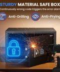 1.2 Cubic Feet Digital Safe Box With Shelf Keypad And Combination Lock resisting drilling with error alarm icons