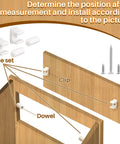 Diagram showing Eight Pairs False Drawer Front Clips For Cabinet Fronts With Screws Included, demonstrating installation on wooden cabinet.