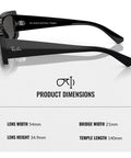 RB4395 Square Round Shape Non Polarized Sunglasses With Dark Grey Lenses For Men And Women side view with dimensions