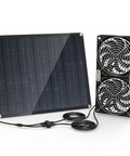 30W Solar Panel Vent Fan Kit For Small Chicken Coops, Greenhouses, Sheds, And Pet Houses, Weatherproof Outdoor Solar Exhaust Fan For Off Grid Ventilation IPX7 Waterproof Easy Install, showing solar panel and vent fan with cord.