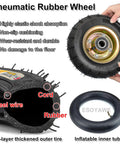 Badass Heavy Duty 10 Inch Pneumatic Rubber Caster Wheels With Double Ball Bearings, Silent Swivel Casters For Carts Workbenches And Dollies, Smooth Rolling Floor Saving Set Of 4, showing detailed rubber wheel construction.