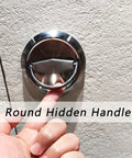 Round Recessed Pull Handle For Cabinets And Furniture 2.91 Inch By 0.55 Inch Concealed Brushed Stainless Steel Door Knob