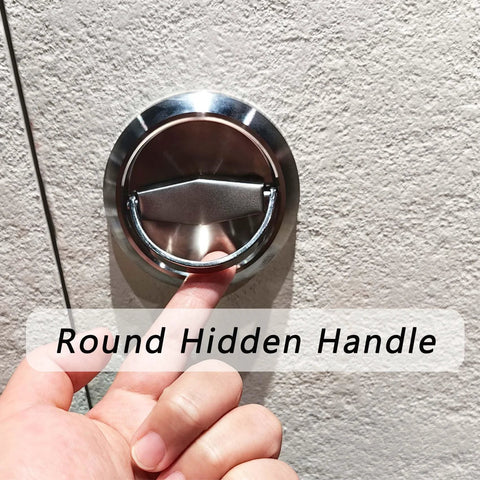 Round Recessed Pull Handle For Cabinets And Furniture 2.91 Inch By 0.55 Inch Concealed Brushed Stainless Steel Door Knob