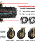 Two Pack Eight Or Ten Inch Heavy Duty Swivel Caster Wheels Featuring Pneumatic Rubber Tires And Precision Ball Bearings for smooth roll.