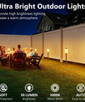Eight Pack Solar Pathway Lights Outdoor LED Waterproof 3000K Tungsten Filament Bulbs For Lawn Garden Driveway Walkways And Patios, Bright Landscape Lighting That Transforms Yards, shown illuminating a backyard gathering.