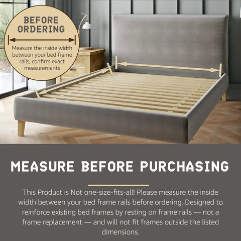 Solid Pine Wood Bed Frame Support Slats in a bed for measurement guidance before ordering, ensuring proper fit for mattress.