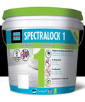 Bucket of Spectralock 1 Pre-Mixed Stainproof Grout In Midnight Black For Pro Tile Projects with labeled design details.