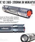 V3 Mini 385-395Nm Black Light UV Flashlight For High Power Ultraviolet Detection Low Contamination Pro Grade Five Core UV LED