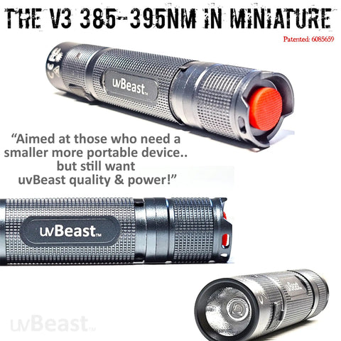 V3 Mini 385-395Nm Black Light UV Flashlight For High Power Ultraviolet Detection Low Contamination Pro Grade Five Core UV LED