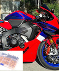 Universal Motorcycle Fairing Bolt Kit With 5mm And 6mm Allen Wrenches, Screws, Grommets, Nuts, Bolts, Washers, And Clips No Fuss Install Metric Hardware Set For Most Sportbike Models Orange