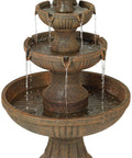 Huge 43 Inch Italian Style Outdoor Fountain With Faux Stone Finish 3 Tier Waterfall Floor Fountain For Garden Patio Yard Deck Porch Outdoor Decor Accent, front view