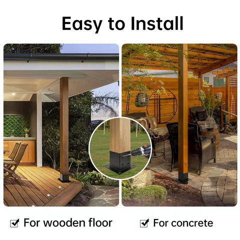 Beefy 4x4 Post Base Brackets Set Of 4 Black Powder Coated Deck Fence Anchors For Wood Or Concrete Floors, Built To Last, Perfect For Porch Railings, Pergola Supports And Garden Posts