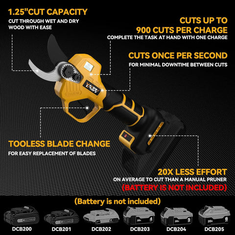 Brushless Cordless Electric Pruning Shears With LCD Display And SK5 Blades For Gardening Tree Pruning, adjustable blade details