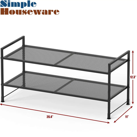 Two Tier Stackable Metal Wire Shoe Rack In Black Stores Six Pairs Of Kicks With Room For Loose Slippers Tough Heavy Gauge Steel Quick One Person Build Out For Closets Or Mudrooms