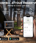 Portable R1500 LITE Solar Generator with 1056Wh LiFePO4 Battery in outdoor camping setup with smartphone app control