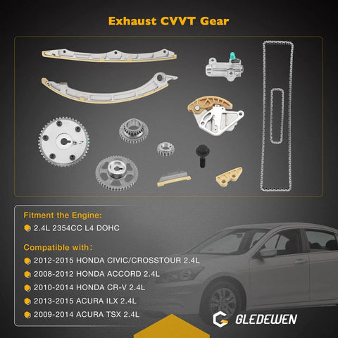 2.4L Engine Timing Chain Kit With Camshaft Adjuster And VVT Gear For 2008 To 2015 Honda Accord parts layout image
