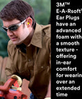 Man using saw while wearing Premium Slow Recovery Foam Ear Plugs For All Day Comfort, 33 dB NRR, Tapered Cylinder Design